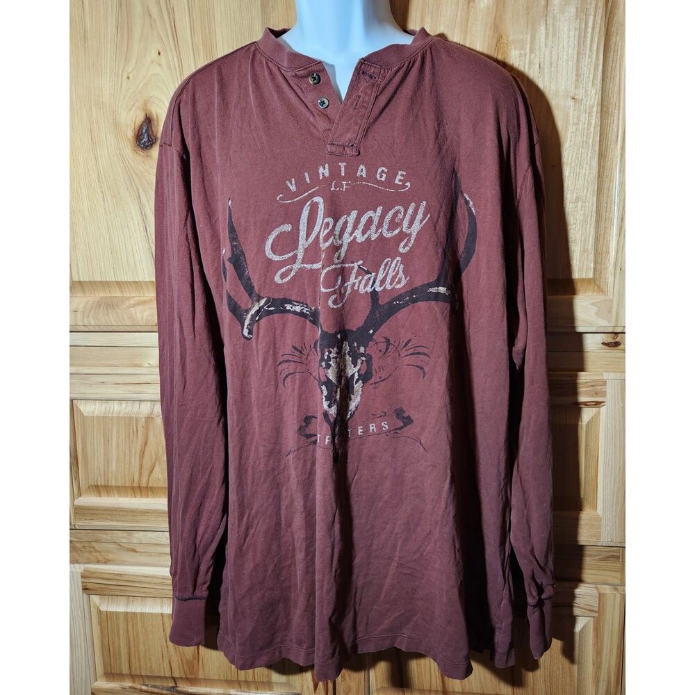 Legacy Falls Maroon Long Sleeve Shirt Men’s XXL 2XL